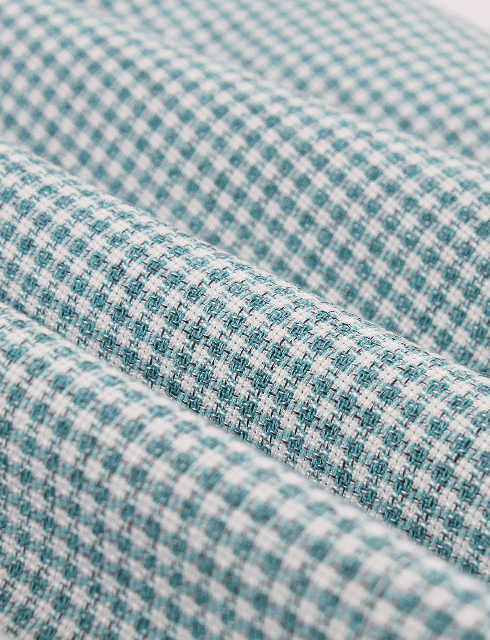 Green Houndstooth Plaid V Neck 1950s Swing Dress