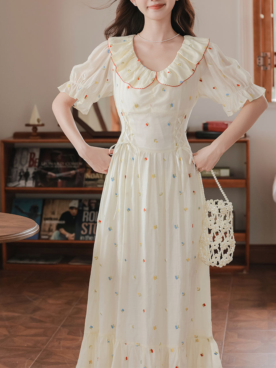 White Peter Pan Collar 1950S Vintage Cotton Dress