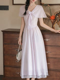 Vintage Edwardian Lilac Capelet Sleeve Tea Gown