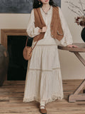Bohemian White Embroidered Cotton Tassel Hem Maxi Dress