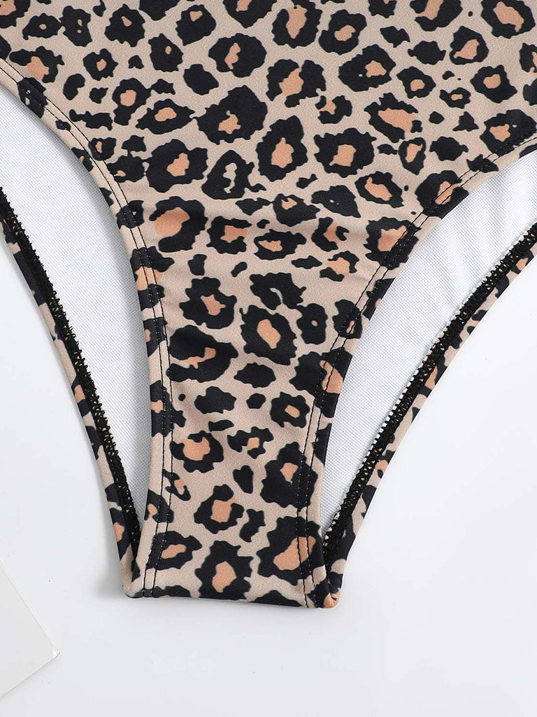 Gradient Leopard Print Strap One Piece