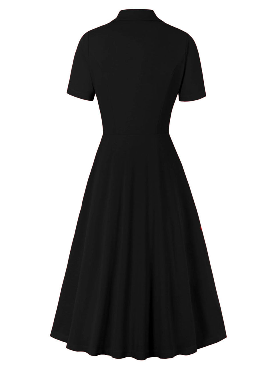 Red V Neck 1950S Vintage Swing Dress