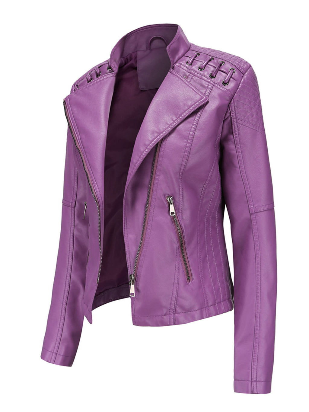 Leather Jacket Weave Long Sleeve Winter Coat
