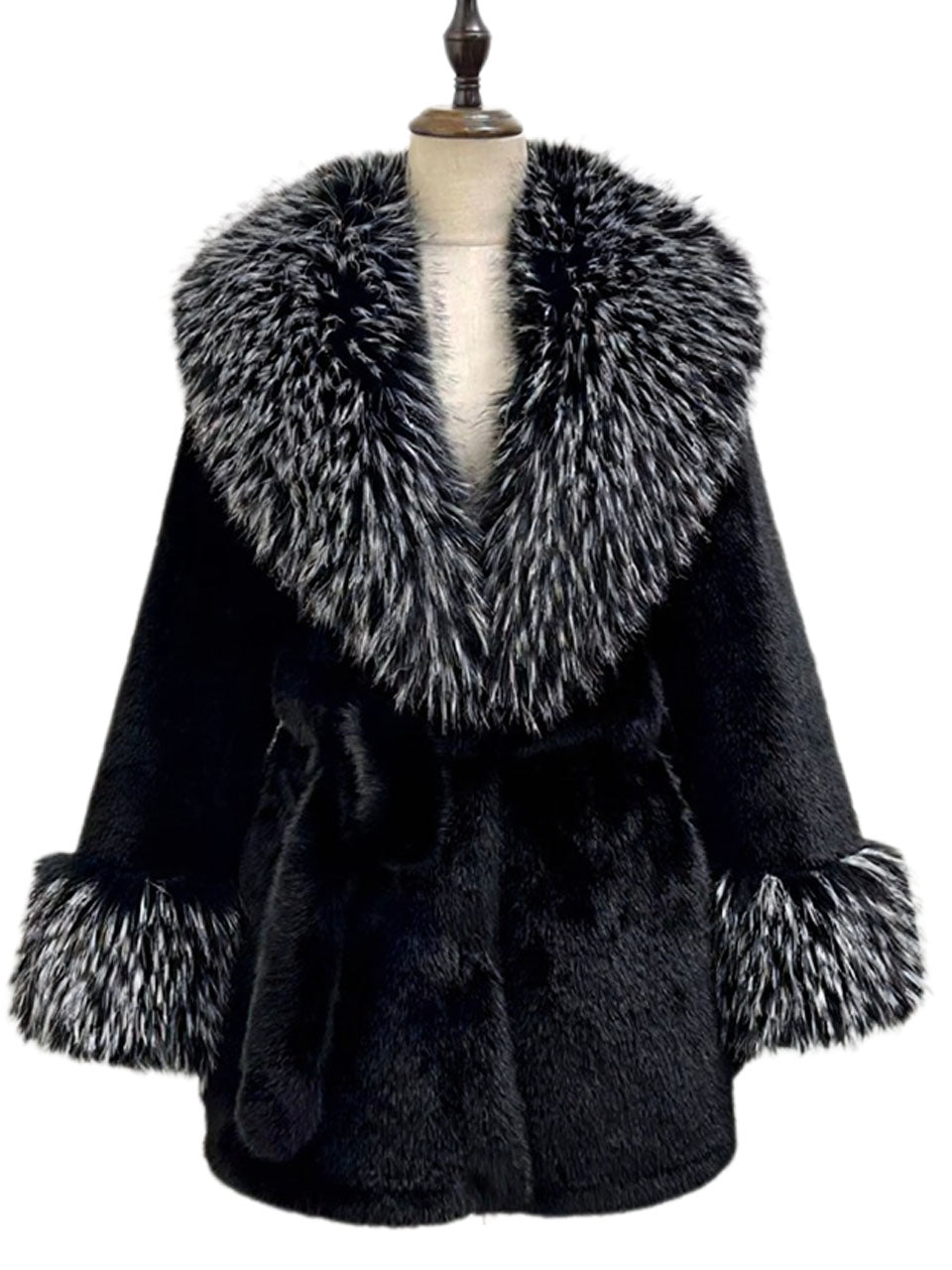 Faux Fur Coat Luxury Mid-Length Long Sleeve Maxi Winter Coat