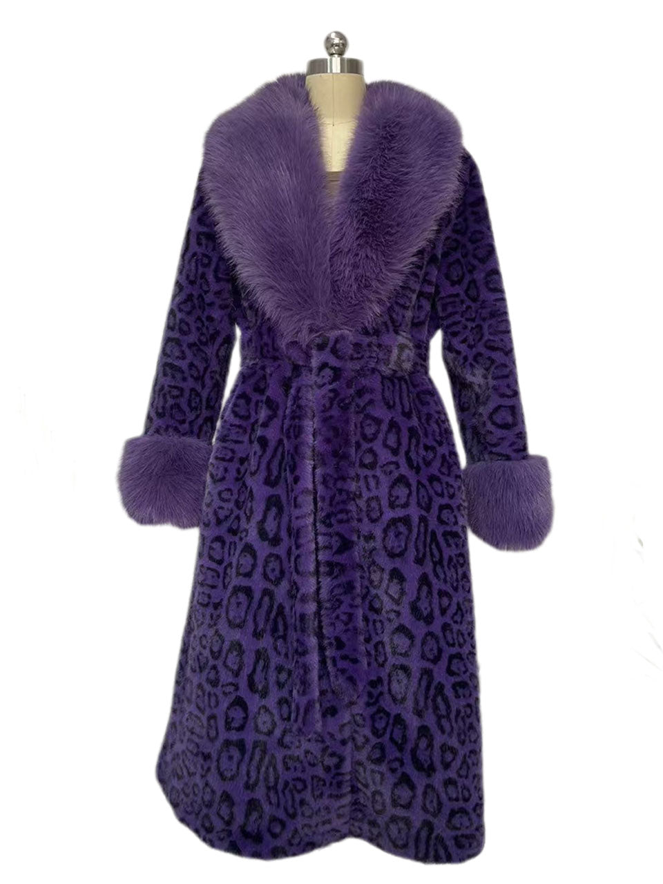 Faux Fur Coat Luxury Knee-Length Long Sleeve Maxi Winter Coat
