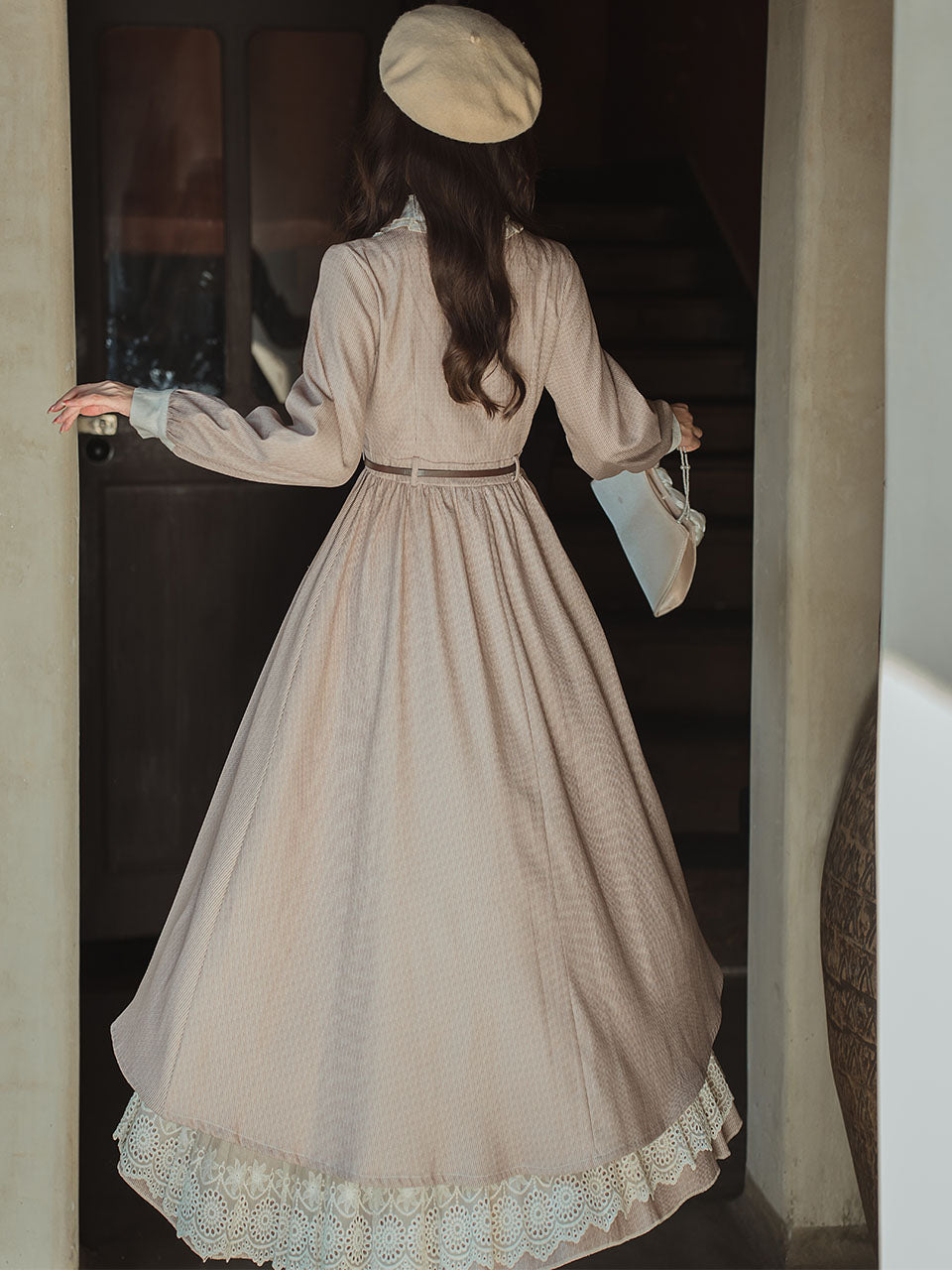 Lilac Lace Ruffles Edwardian Revival Victorian Dress