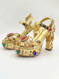 13CM Open Toe Luxury Pearls And Diamonds Platform Spherical Heel Sandals Retro Shoes