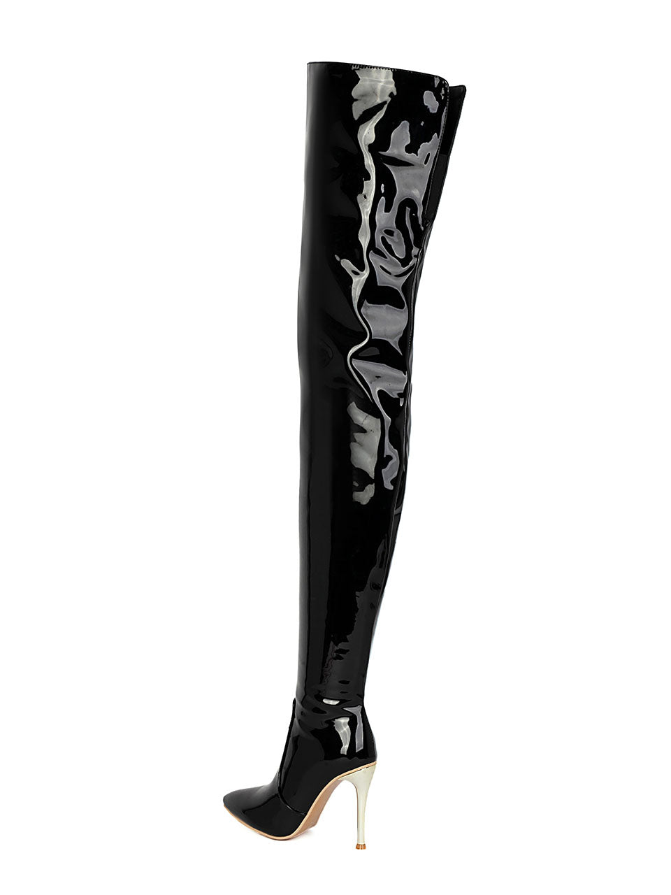 10CM Patent Leather Thigh Ultra High Stiletto Heel Over The Knee Warm Boots