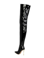 10CM Patent Leather Thigh Ultra High Stiletto Heel Over The Knee Warm Boots