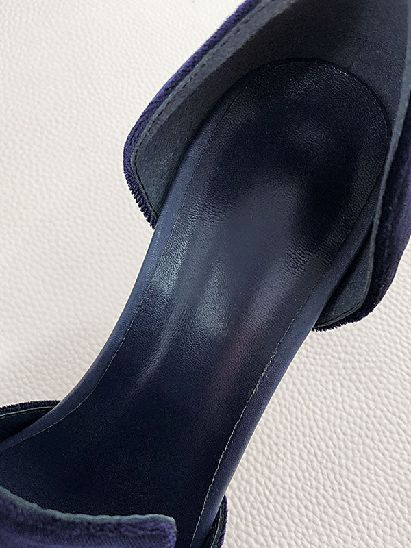 Big Bow Velvet Cylindrical Heel Pointed Toe Vintage Shoes