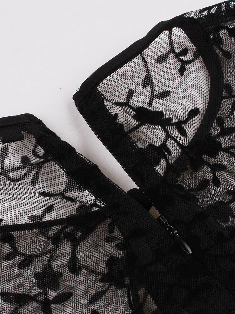 1950S Lace Semi-Sheer Flocking Printing Vintage Halloween Dress