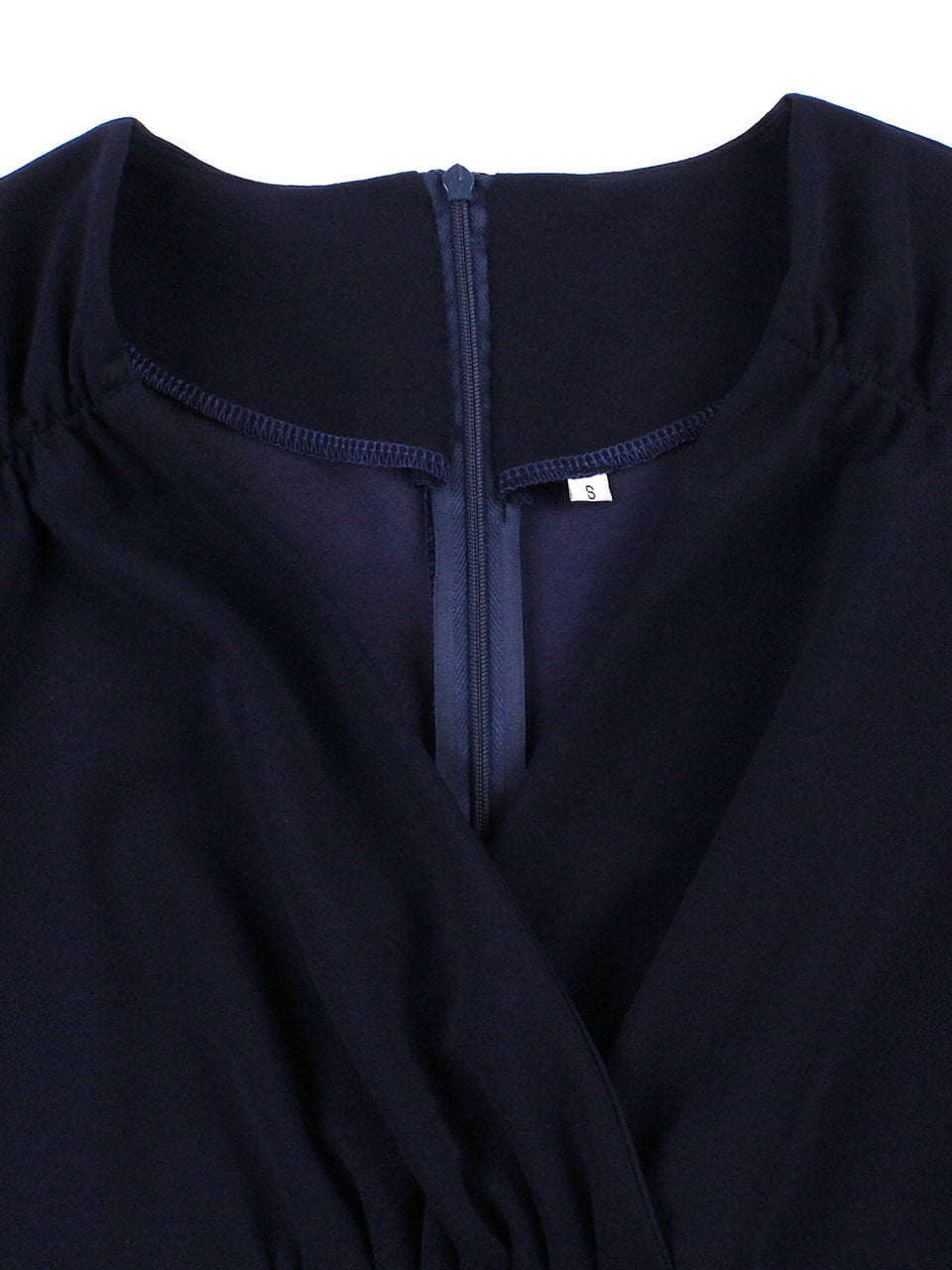Navy V Neck Short Sleeve 1950S Vintage Dress
