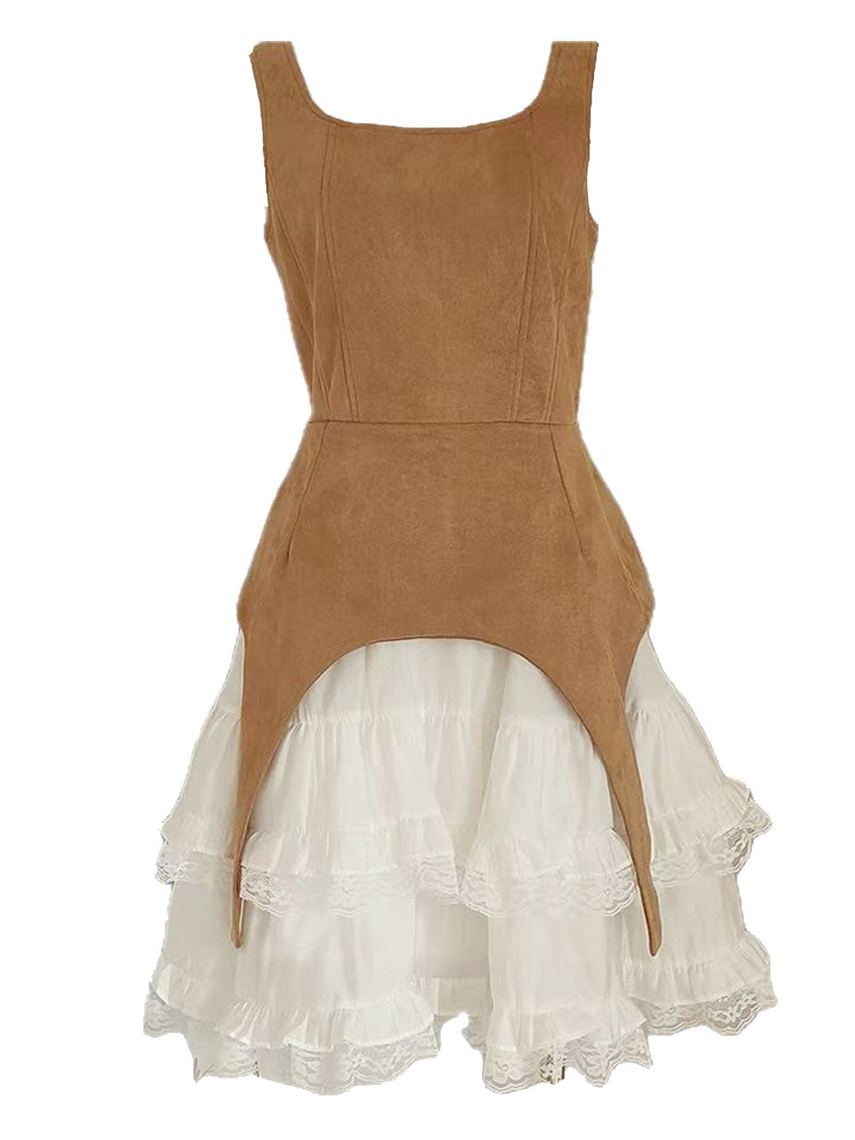 Brown Suede Panel Vintage Mini Dress