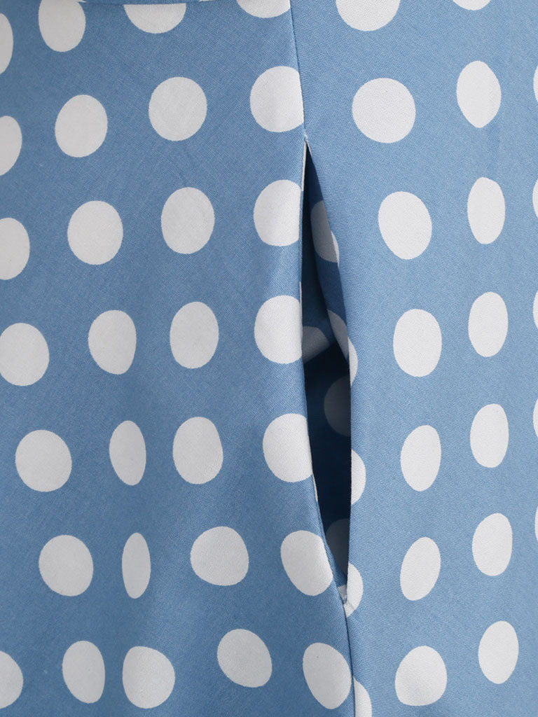 Green And White Polka Dots Pockets Vintage Halter 1950S Dress
