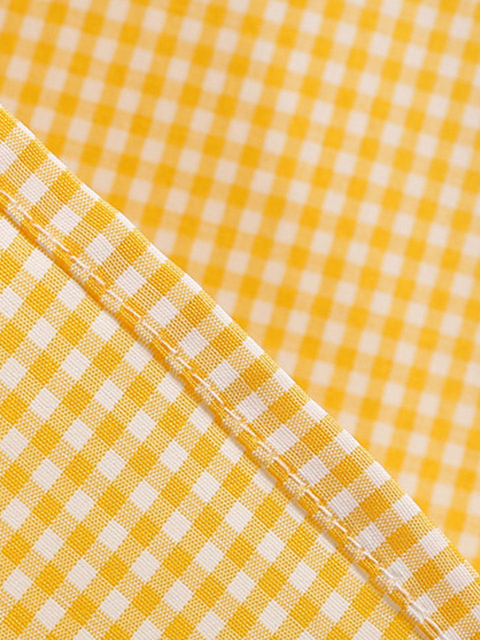 Yellow Plaid Spaghetti Bow Ruffles 1950S Vintage Dress
