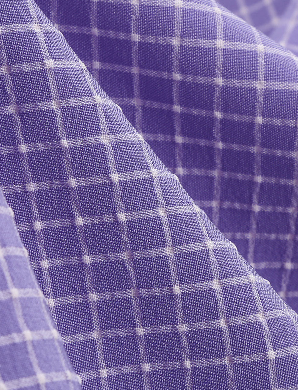 Purple Plaid V Neck Short Sleeve Swing Vintage 1950S Dress
