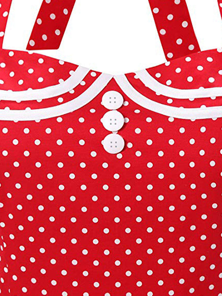 1950S Polka Dots Halter Sailor Style Dress