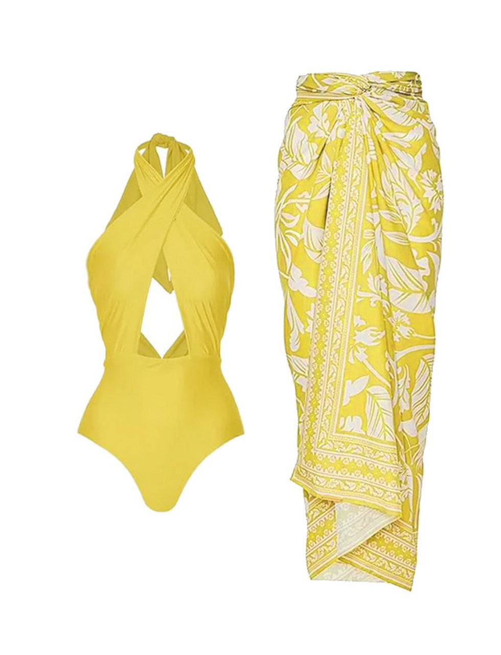 Yellow Hollow Out One Piece