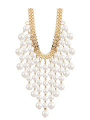 1950S Plastic Pearl Fringe Vintage Party Necklace