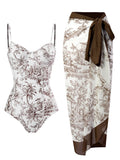 Romantic Floral Print Strap One Piece