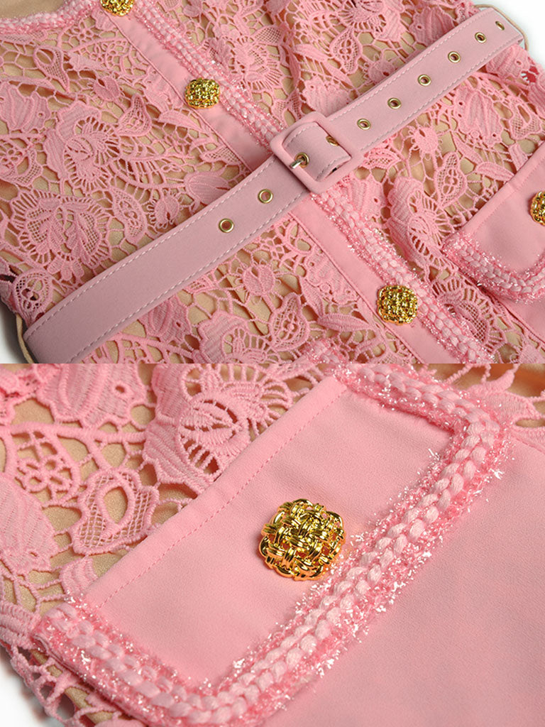 Pink Sweet Lace 1950s Vintage Bodycon Dress