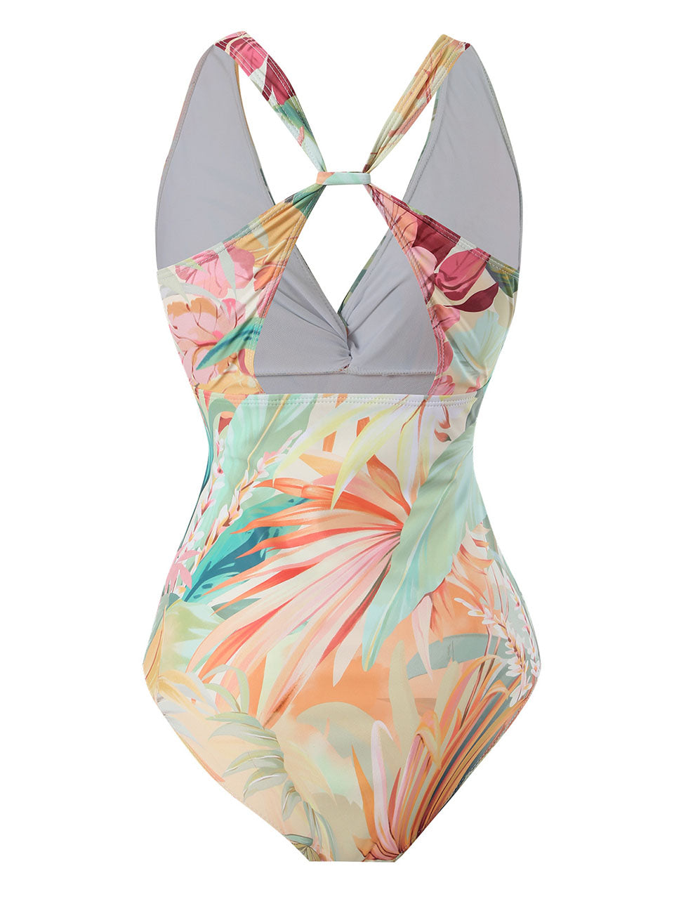 Apricot Floral Print Flower Strap One Piece