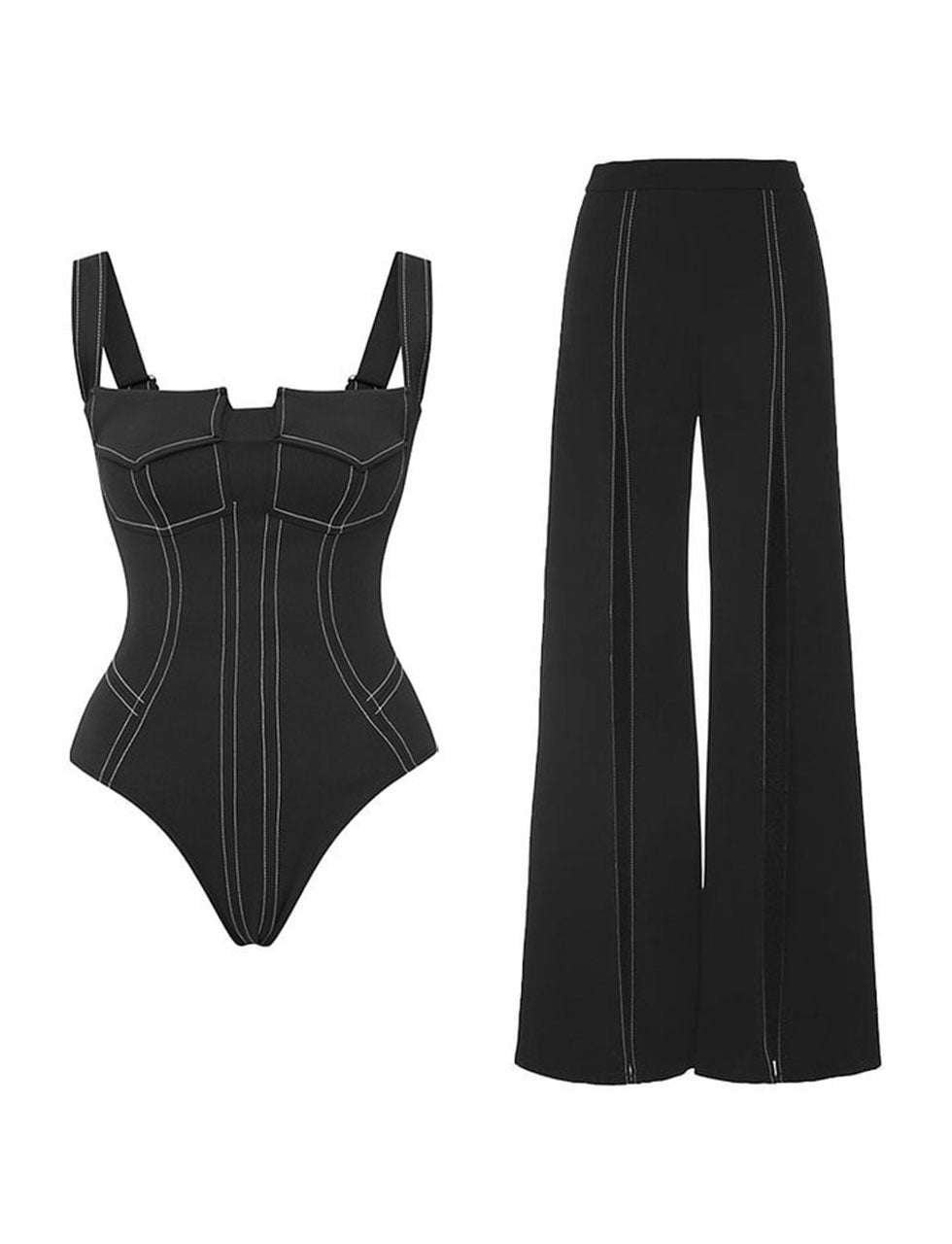 Black Retro Style Imitation Denim One Piece