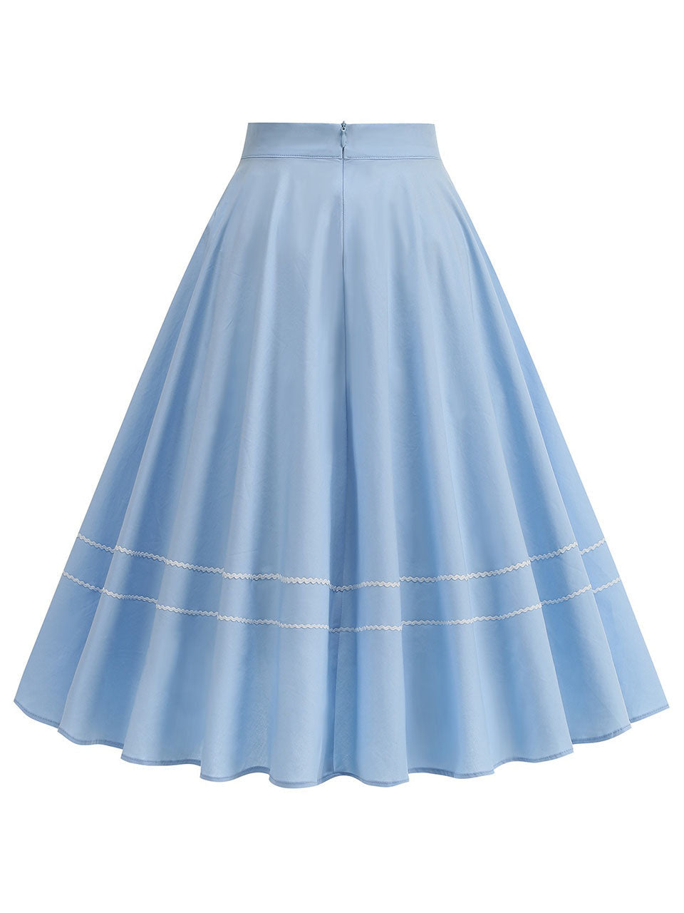 1950S Blue High Waist Pleated Swing Vintage Skirt