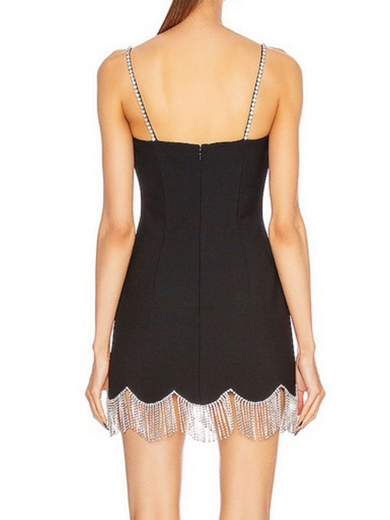 Black Spaghetti Strap Gown Party Dress