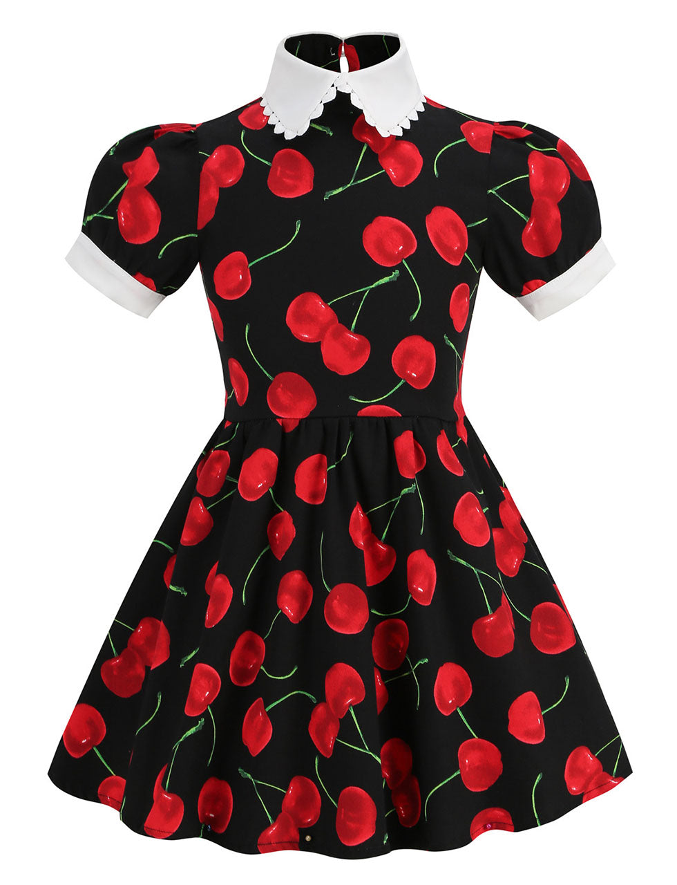 Kids Little Girls' Dress Cherry Peter Pan Collar 1950S Dress