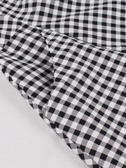 1950S Black Peter Pan Collar Plaid Short Sleeve Vintage Swing Dress
