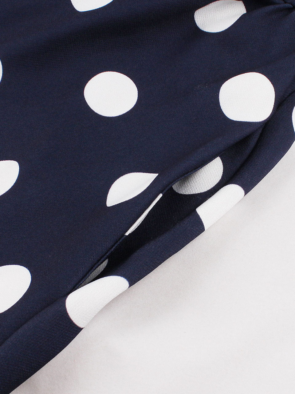 Navy Crew Neck Polka Dots 1950s Vintage Swing Dress