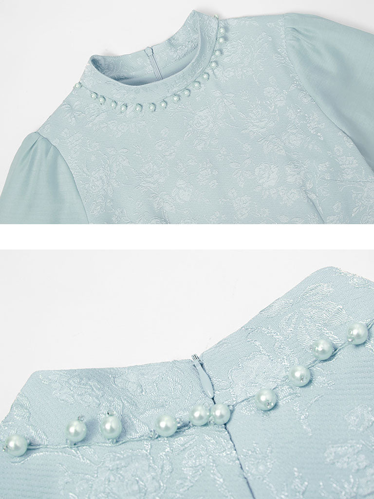 Jacquard Lantern Sleeve 1940S Vintage Dress