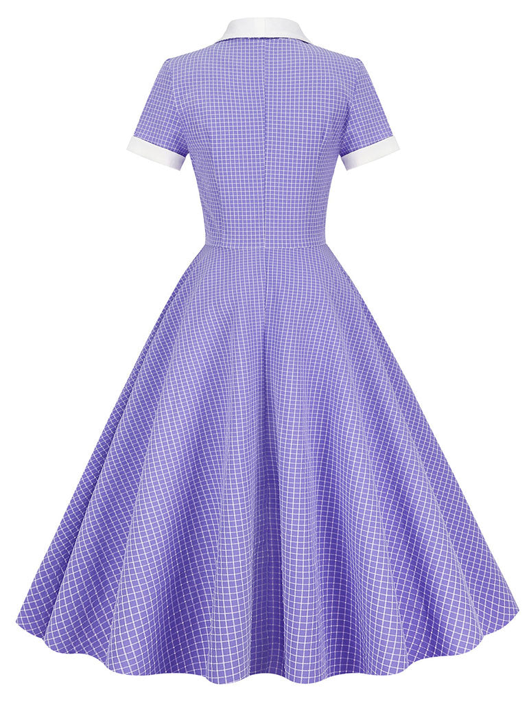Plaid Tuxedo Collar 1950S Vintage Dress