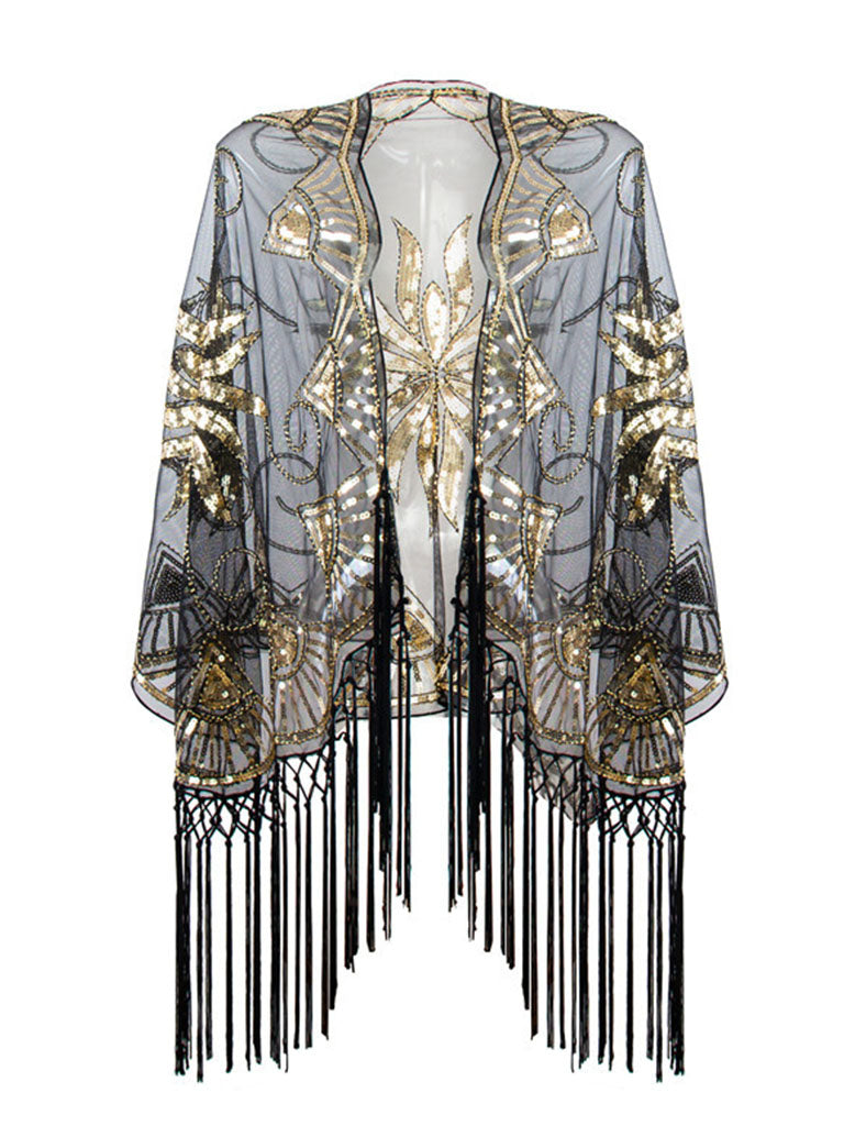 Great Gatsby 1920's Bridal Flapper Sequin Cape