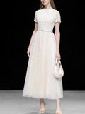 White Luxury Embroidered Lace Maxi Dress