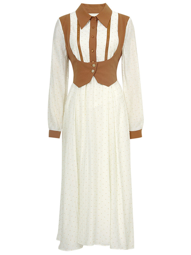 1950S Apricot Polka Dots Fake Two Piece