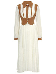 1950S Apricot Polka Dots Fake Two Piece
