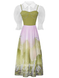 2PS White 1950S Vintage Classic Top And Spaghetti Strap Swing Dress Suit