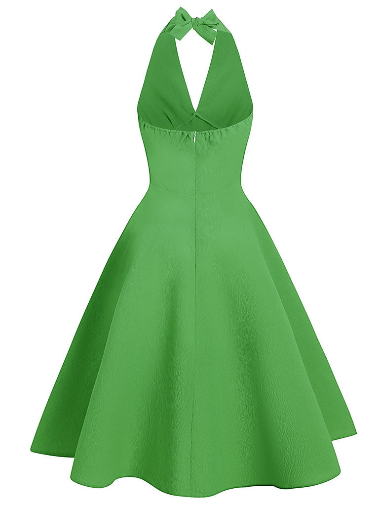 Green Vintage Halter Backless 1950S Vintage Dress