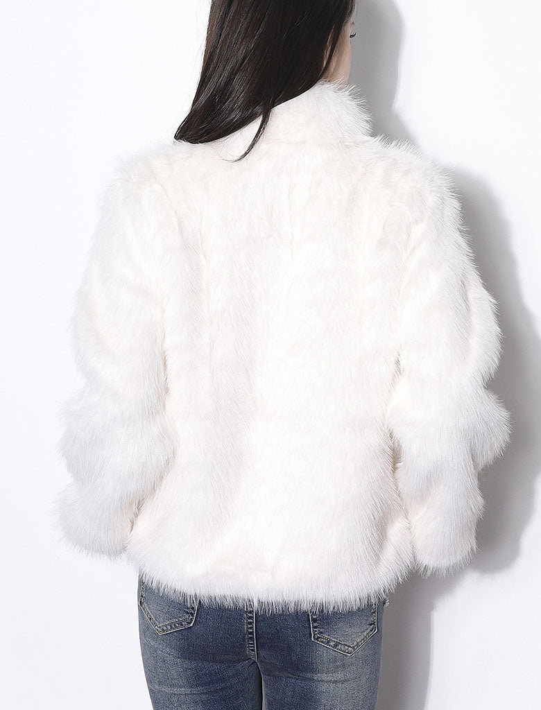 White Victorian Frock Long Sleeve Faux Fur Coat Winter Coat