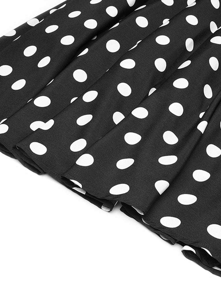 Black And White Polka Dots Big Peter Pan Collar 1950S Vinatge Dress