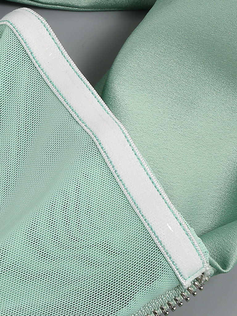 Light Green Off The Shoulder Corset Satin Gown Party Dress