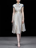 Blue Polka Dots Bow Collar 1950S Vintage Dress