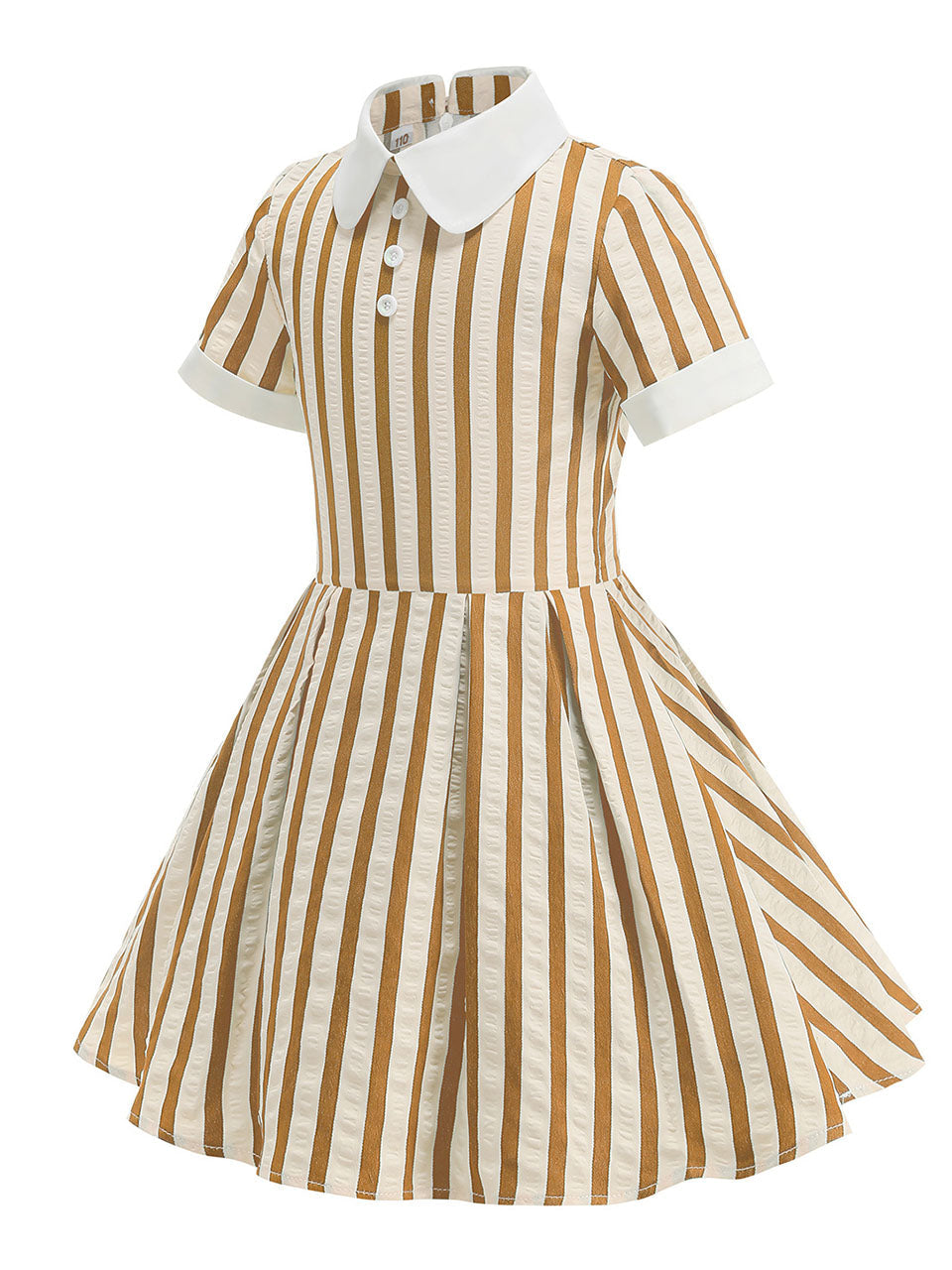 Kids Little Girls' Dress Stripe Peter Pan Collar 1950S Vintage Dress