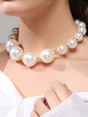 1950S Plastic Pearl And Diamond Vintage Necklace