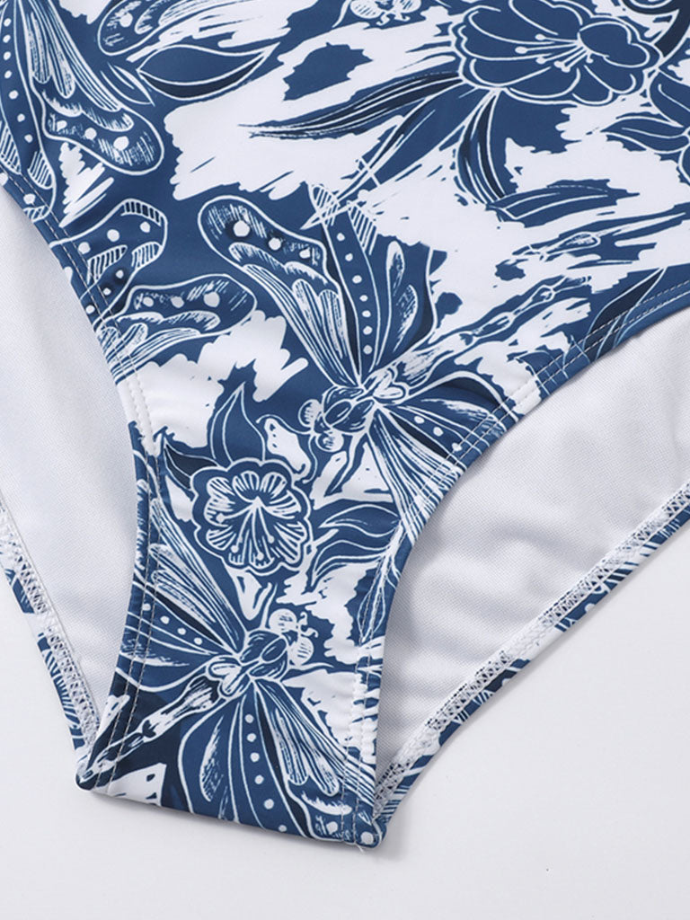 Floral Print Retro Style Strap One Piece