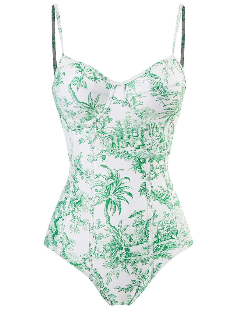 Romantic Floral Print Strap One Piece