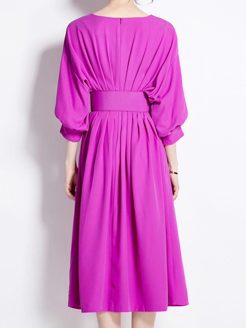 Green Dolman Sleeve High Waist Swing Party Dress