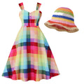 Rainbow Check Strappy Swing Dress 1950S Vintage Dress